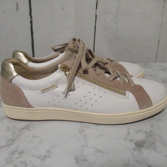 Mephisto Nikita Sneakers 10 White Tan Leather Suede Zip Comfort - Picture 5 of 10